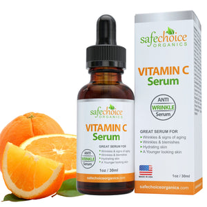 Vitamin-C Facial Serum with Hyaluronic Acid & Vitamin E. Dark Spots, Fine Lines & Dark Circles Serum